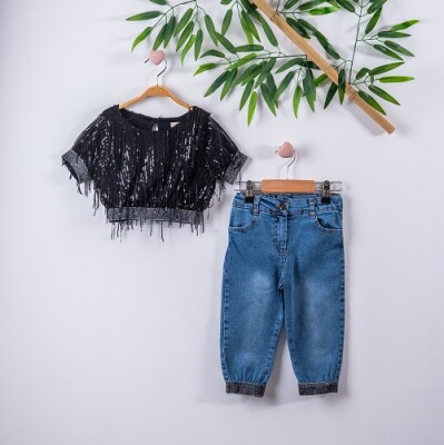 2-Piece Girl Set with Blouse and Jeans 3-6Y Büşra Bebe 1016-211128 - Büşra Bebe