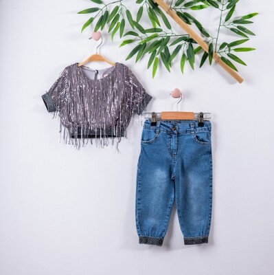 2-Piece Girl Set with Blouse and Jeans 3-6Y Büşra Bebe 1016-211128 - Büşra Bebe (1)