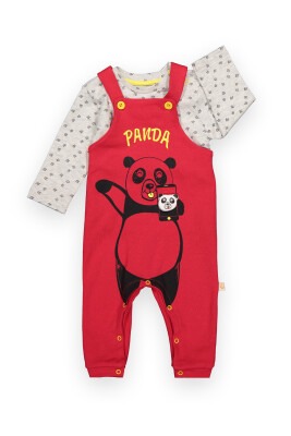 2-Piece Overalls Set with Panda Printed 0-36M Babydivo 1024-103-13 Красный