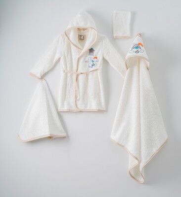 4-Piece Baby Bathrobe Set with Box 0-36M Ramel Kids 1072-398 - 3