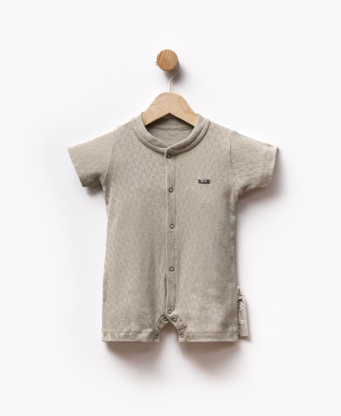 Baby Boy Self-Patterned Short Sleeve Jumpsuit 3-9M Flexi Baby 2063-252373 - 1