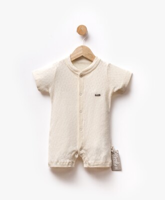 Baby Boy Self-Patterned Short Sleeve Jumpsuit 3-9M Flexi Baby 2063-252373 Cream