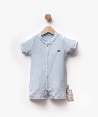 Baby Boy Self-Patterned Short Sleeve Jumpsuit 3-9M Flexi Baby 2063-252373 Baby Blue2