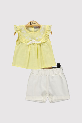 Baby Girl Embroidered Front Set 6-18M Kumru Bebe 1075-4261 Yellow