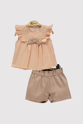 Baby Girl Embroidered Front Set 6-18M Kumru Bebe 1075-4261 Salmon Color 