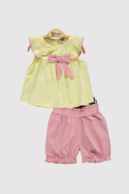 Baby Girl Ruffle Sleeve Bow Set 6-18M Kumru Bebe 1075-4383 Yellow