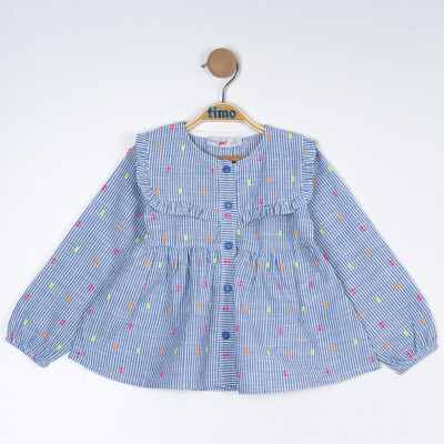 Baby Girl Square Neck Blouse 6-24M Timo 1018-TK5DÜ012257561 Blue