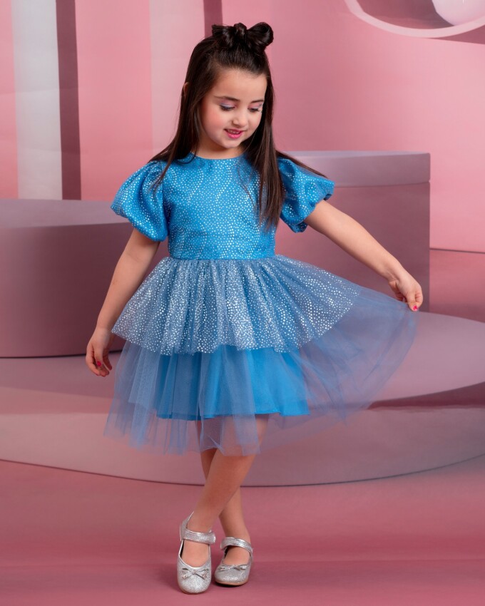 Girls Dress with Balloon Sleeves 3-6Y Eray Kids 1044-9273 - 1