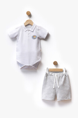 Lacoste Body Striped Fabric Shorts Two Piece Set 3-12M Flexi Baby 2063-217612 Gray