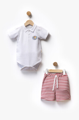 Lacoste Body Striped Fabric Shorts Two Piece Set 3-12M Flexi Baby 2063-217612 - Flexi Baby (1)