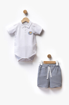Lacoste Body Striped Fabric Shorts Two Piece Set 3-12M Flexi Baby 2063-217612 - Flexi Baby