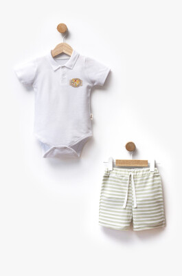 Lacoste Body Striped Fabric Shorts Two Piece Set 3-12M Flexi Baby 2063-217612 Light green2