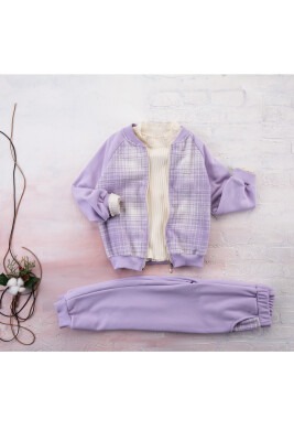 Plaid Set with Raglan Sleeve Büşra Bebe 1016-212025 Лиловый 