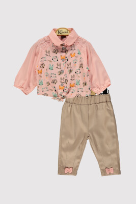 Baby Girl Animal Printed Set 6-18M Kumru Bebe 1075-4221 Лососевый цвет