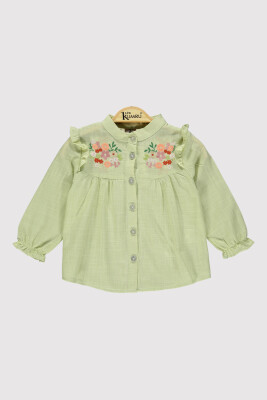 Girl Stand Collar Embroidered Shirt 2-5Y Kumru Bebe 1075-4249 Мятно-зеленый