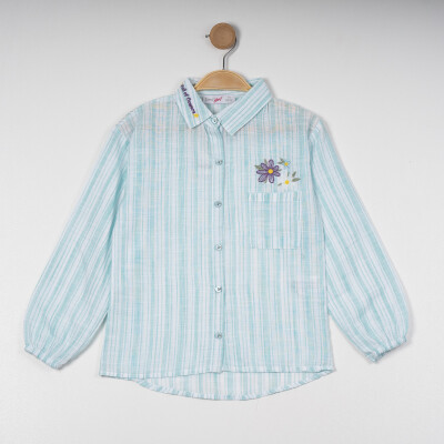 Girl's Embroidered Collar Shirt 2-5Y Timo 1018-TK5DÜ202243582 Мятно-зеленый