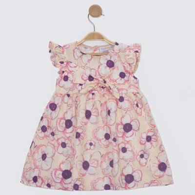 Girls' Tie Detail Dress 2-5Y Timo 1018-TK5DÜ042255812 Нежно-жёлтый 