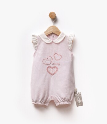 Heart Embroidered Ruffle Detailed Sleeve Collar Jumpsuit 3-9M Flexi Baby 2063-236576 Розовый 