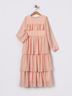 Long Sleeve Chiffon Dress 7-10Y Pafim 2041-2025Y1045 Пудра