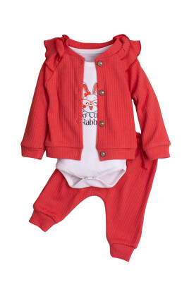 Ruffle Sleeve Cardigan 3-Piece Set 3-12M Kidexs 1026-90168 - Kidexs