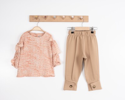 Wholesale 2-Piece Girls Blouse and Pants Set 3-7Y Moda Mira 1080-7065 Лососевый цвет