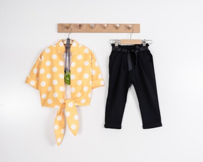 Wholesale 3-Piece Girls Bolero Set with Blouse and Pants 8-12Y Moda Mira 1080-7068 Жёлтый 