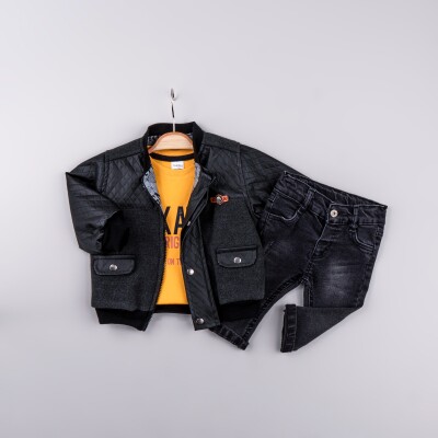 Wholesale Baby Boy 3-Piece Jacket Sweat and Jeans Trousers Set 6-24M Bubbly 2035-2050 Серый 