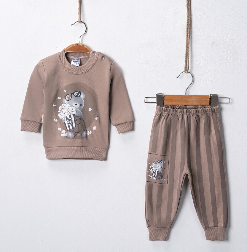 Wholesale Baby Boy Popcorn Printed Set of 2 3-9M Hoppidik 2017-2394 - 3