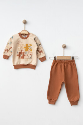 Wholesale Baby Boy Tracksuit 3-9M Hoppidik 2017-2362 Коричневый 