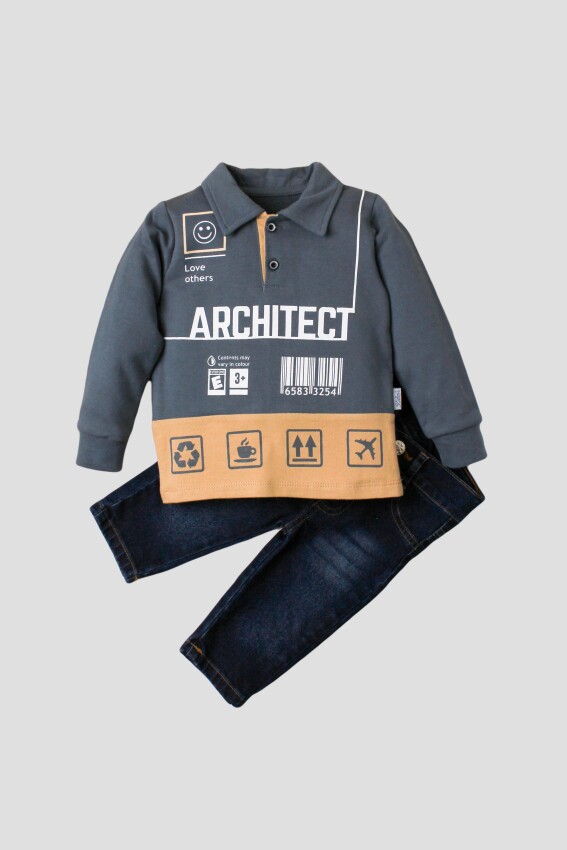 Wholesale Baby Boys 2-Piece Long Sleeve T-Shirt and Denim Pants 9-24M Kidexs 1026-35034 - 2