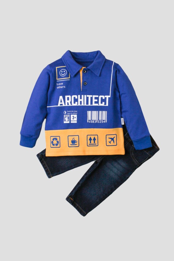 Wholesale Baby Boys 2-Piece Long Sleeve T-Shirt and Denim Pants 9-24M Kidexs 1026-35034 - 3