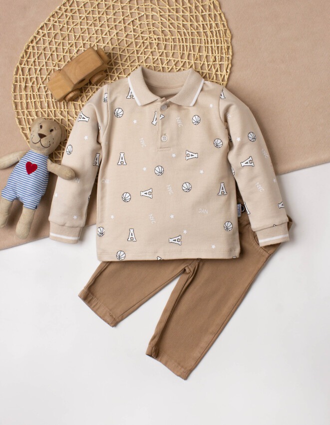 Wholesale Baby Boys 2-Piece Long Sleeve T-Shirt and Pants 9-24M Kidexs 1026-35070 - 1