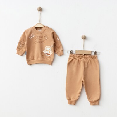 Wholesale Baby Boys 2-Piece Tracksuit Set 3-9M Hoppidik 2017-2364 Коричневый 