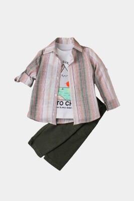 Wholesale Baby Boys 3-Piece Shirt Set with Pants and T-Shirt 9-24M Kidexs 1026-90131 - Kidexs