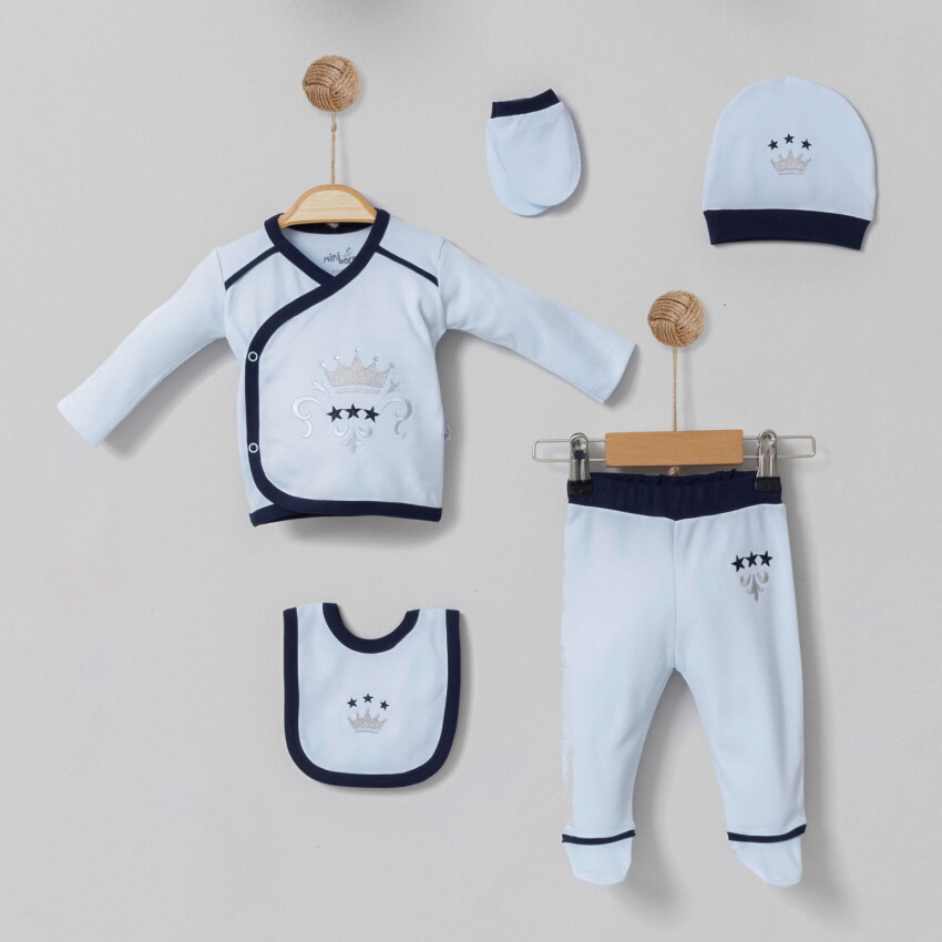 Wholesale Baby Boys 5-Piece Newborn Set 0-6M Miniborn 2019-5017 - 1