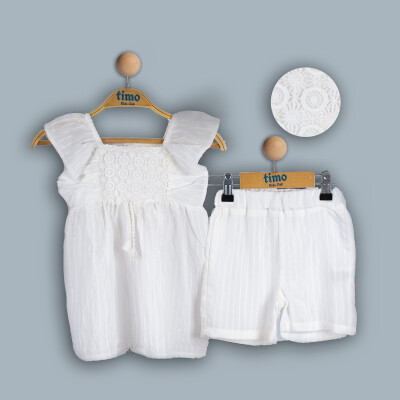 Wholesale Baby Girl 2-Piece Dress and Shorts Set 6-24M Timo 1018-TK4DT202242211 Кремовый цвет 