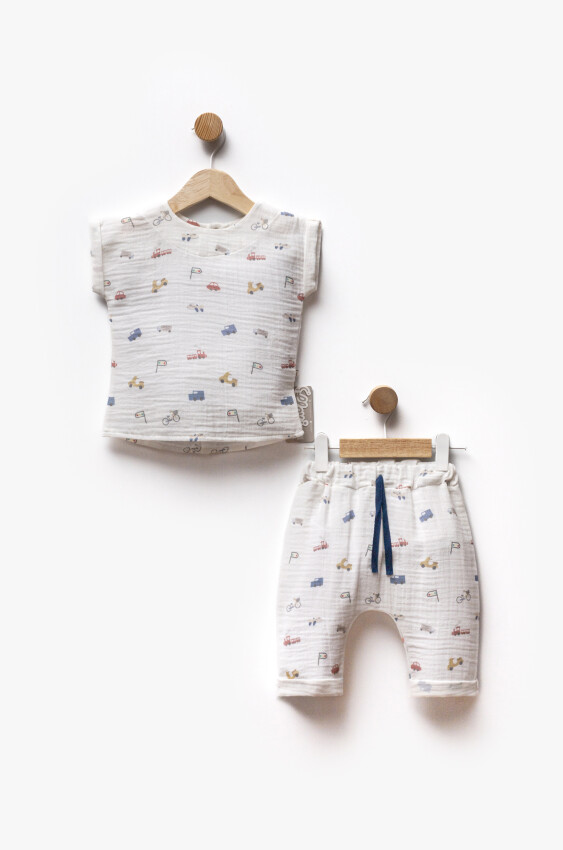 Wholesale Baby Girl 2pcs Muslin Printed T-shirt and Shorts Set 6-36M Flexi Baby 2063-217592 - 1