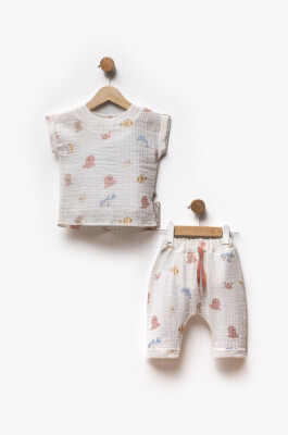 Wholesale Baby Girl 2pcs Muslin Printed T-shirt and Shorts Set 6-36M Flexi Baby 2063-217592 - 3