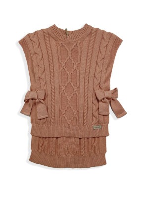 Wholesale Baby Girls 100% Organic Cotton With GOTS Certified Knitwear Baby Cape 0-12M Uludağ Triko 1061-2 - Uludağ Triko