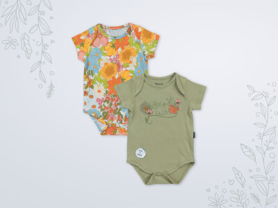 Wholesale Baby Girls 2-Piece Bodysuit 3-18M Miniworld 1003-18199 Oil Green