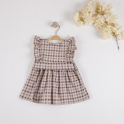 Wholesale Baby Girls Plaid Patterned Ruffled Dress 6-18M KidsRoom 1031-5509 - KidsRoom