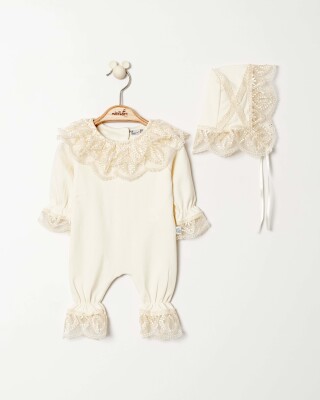 Wholesale Baby Girls Rompers and Hat Set 0-6M Miniborn 2019-6008 Кремовый цвет 