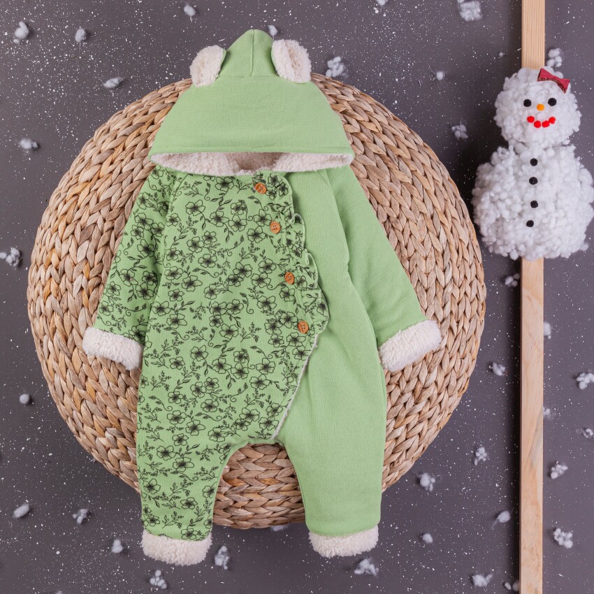 Wholesale Baby Girls Welsoft Rompers With Hoodie 3-12M BabyZ 1097-5412 - 1