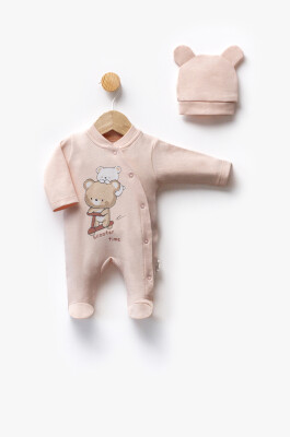 Wholesale Baby Unisex 2-Piece Jumpsuit Set With Hat 0-6M Flexi Baby 2063-252323 - 3