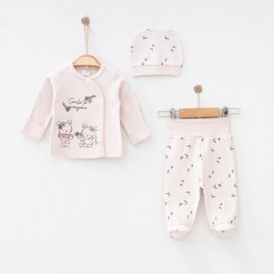 Wholesale Baby Unisex 3-Pieces Newborn Set 0-3M Gümüş Baby 2043-0014 Vanilla