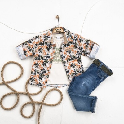 Wholesale Boy 3 Pieces Shirt T-shirt Trousers Set Suit 5-8Y Cool Exclusive 2036-22625 - Cool Exclusive