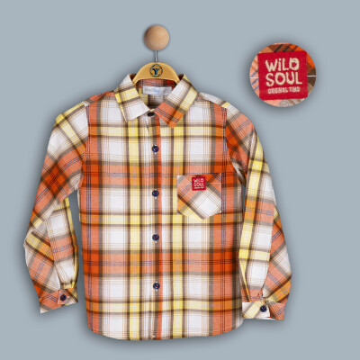 Wholesale Boy Patterned Shirt 2-5Y Timo 1018-TE4DÜ202242472 Оранжевый 
