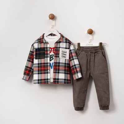Wholesale Boys' 3-Piece Shirt Body and Pants Set 2-5Y Cumino 1014-CMN3582 - Cumino