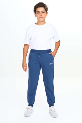 Wholesale Boys' Basic Sweatpants 7-10Y Nickel 2060-20022-2 Темно-синий