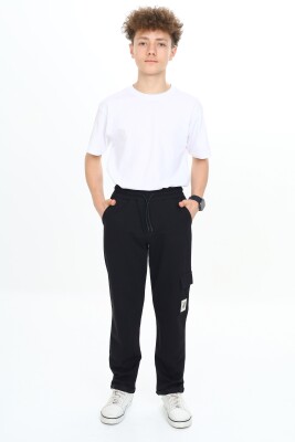Wholesale Boys Cargo Pocket Sweatpants 7-10Y Nickel 2060-20097-2 Чёрный 